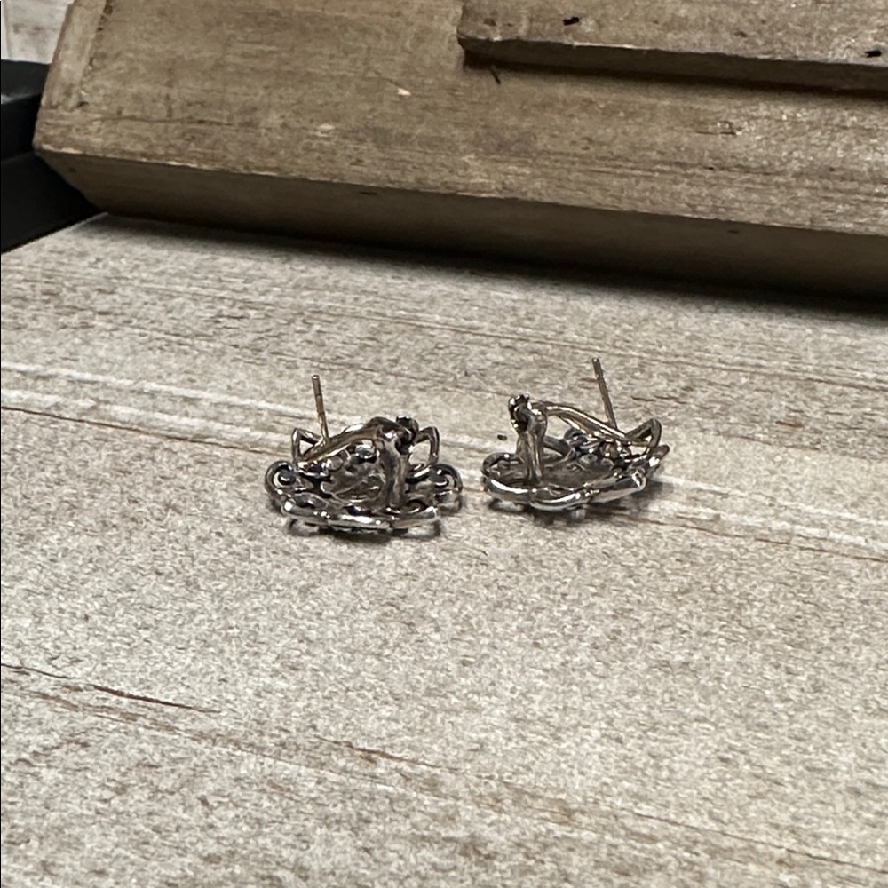 Judith Jack great shape Marcasite sterling silver 925 stamped signed earrings - Picture 6 of 8